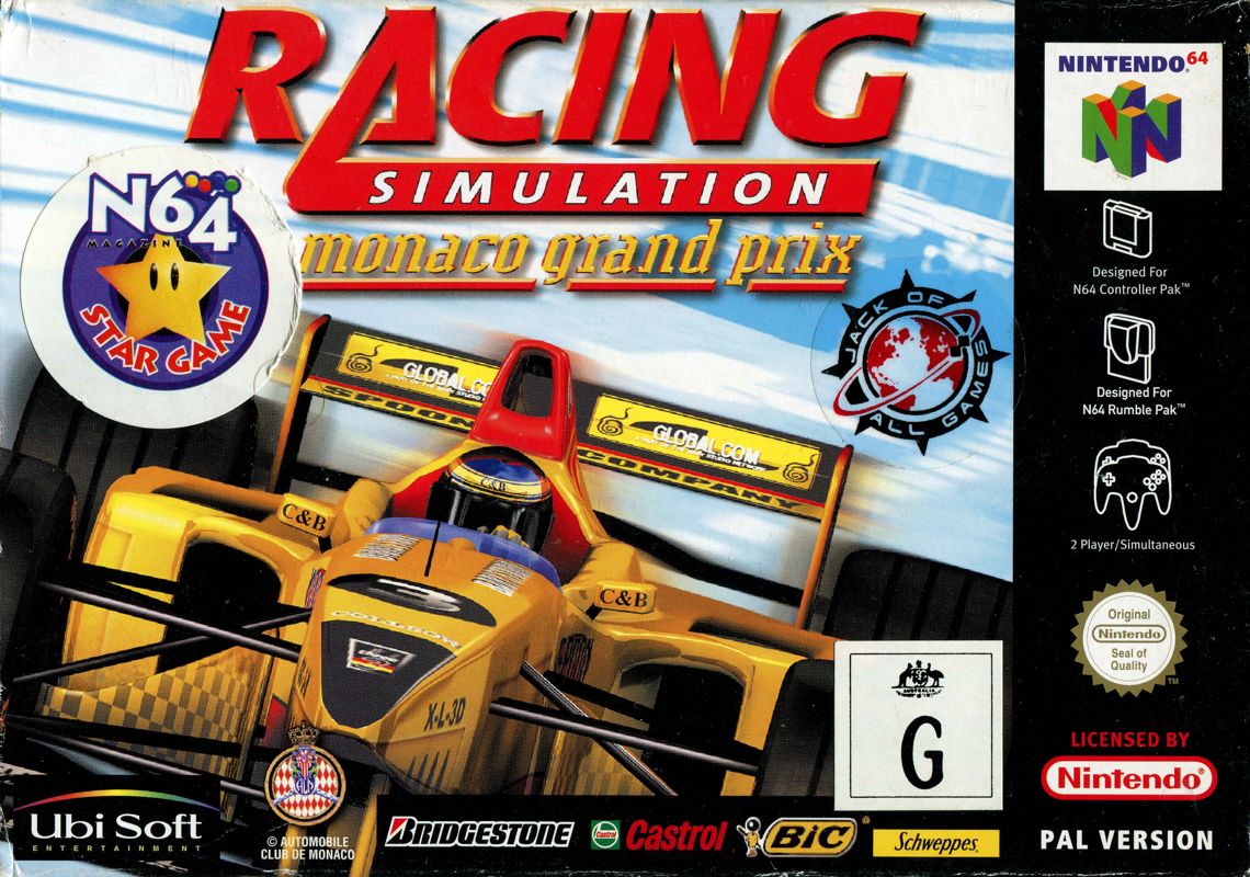 Monaco Grand Prix box art for Nintendo 64